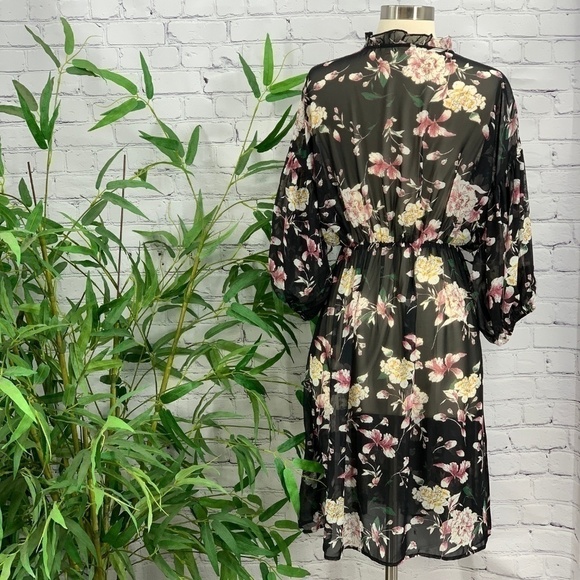 🎉Anthropologie Hazel Black w/ Floral Print Dress - Picture 3 of 6